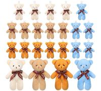 Skylety 24 Pieces Mini Bear Toy 4.7 Inch Stuffed Tiny Bear Jointed Soft Mini Doll for DIY Keychain Birthday Wedding Xmas Decorations Party Favor (Gentle Style)