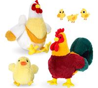 Skylety 3 Pcs Chicken Stuffed Animal Gifts Set Chicken Plush Chicken Stuffed Toy Cute Chicken and Cocky Rooster Plush Little Baby Chick Toys for Baby Shower Party Favor Birthday Supplies