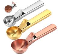 Skylety 3 Pcs Ice Cream Scoops with Trigger Multiple Size Ice Cream Scooper Stainless Steel Ice Cookie Scoop for Frozen Yogurt Gelatos Sundaes Baking Cookie (Rose Gold, Gold, Stainless Steel Color)