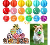 Skylety 30 Pcs Puppy Teething Toys for Small Medium Breed Includes 2.5 Inch Tennis Balls Squeaky Rubber Chew Toys and Treat Balls for Dogs Teething and Intellect Training