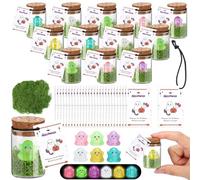 Skylety 30 Sets Halloween Ghost in a Mason Jar with Moss and Card Glow in the Dark Adopt a Ghost Figurine Luminous Creepy Crafts Spooky Crafts for Halloween Horror Decorations Party Favors Gifts DIY