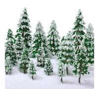 Skylety 35 Pieces Model Trees 1.2-6.3 Inch Mixed Miniature Trees Diorama Supplies Fake Plants Train Scenery Landscape Christmas Village Architecture DIY Crafts(Green,Snowy Cedar)