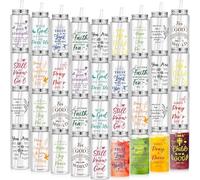 Skylety 36 Pcs Christian Religion Reusable Plastic 13.5 oz Inspirational Cups with Lids and Straws Employee Appreciation Tumbler Gift Drinking Cups Bulk for Women Teacher Nurse Christmas Volunteer