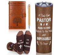 Skylety 4 Pcs Pastor Appreciation Gifts Set Pastor Refillable Journal 20 oz Stainless Steel Pastor Cup Pastor Socks Pastor Pen for Pastor Christmas Birthday Gifts