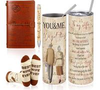 Skylety 4 Pcs Wife Gifts Set To My Wife Leather Journal Stainless Steel Tumbler 20oz Best Wife Pen Socks Anniversary Wedding Christmas Gifts Valentines Day Gifts for Wife from Husband