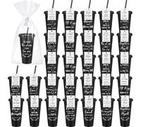 Skylety 40 sets Christian Gifts Cups Bulk Bible Verse Tumblers with Lids Straws 24oz Religious Inspirational Plastic Cups with Scripture Cards Church Gifts for Women Men Party Favor (black)
