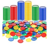 Skylety 400 Pieces Plastic Poker Chips 4 Colors 1 Inch Small Learning Counters Blank Chips Card for Game Play Counting Learning Math Reward(Red, Blue, Green, Yellow)