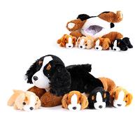 Skylety 5 Pcs Dog Stuffed Animal Puppy Stuffed Animal with Babies Inside 1 Big Mommy with 4 Mini Baby Cute Soft Puppies for Birthday Children's Party(Mountain Dog)