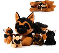 Skylety 5 Pcs Dog Stuffed Animal Puppy Stuffed Animal with Babies Inside 1 Big Mommy with 4 Mini Baby Cute Soft Puppies for Children Birthday Party Adopt a Dog Party Favors(German Shepherd)