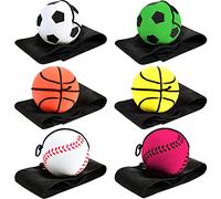 Skylety 6 Pieces Wrist Ball Wristband Sports Ball on a String Toy Includes Basketball, Baseball and Football Return Rubber Rebound for Boys Girls Party Favor, Exercise or Play(2.48 Inches)