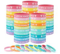 Skylety 60 Pack Spanish Motivational Rubber Wristbands Hispanic Heritage Month Bracelets Spanish Classroom Must Haves with Inspirational Quotes Teacher Rewards for Classroom (Fresh)