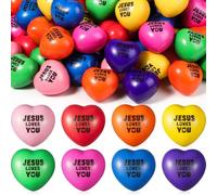 Skylety 60 Pcs Valentines Jesus Loves You Heart Stress Balls Bulk Christian Foam Relief Stress Squeeze Balls Valentine's Day Gifts for Coworkers Adults Christian Party Favor(1.57 inch)