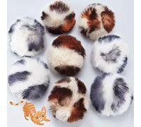 SKYLETY 8 Pieces Large Plush Soft Ball Cat Faux Fur Patch Puff Pom Balls Cat Toy with Catnip for Playing with Your Cats,2 Inches (Zebra and Leopard Style)