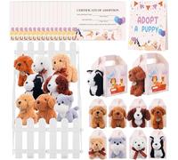 Skylety 81 Pcs Adopt a Pet Party Favors, 24 Mini Plush Stuffed Animals, 24 Adoption Boxes, 24 Adoption Certificate, 8 White Fences and 1 Display Sign for Adopt a Pet Birthday Party Supply Gift (Puppy)