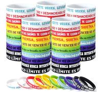 Skylety Back to School Spanish Motivational Rubber Wristbands for Classroom Students Teachers Hispanic Heritage Month Back to School Classroom Prize, 7.87 inches