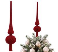 Skylety Christmas Tree Topper 11 Inch Velvet Christmas Tree Topper, Claret | Spiral Ball Christmas Tree Top Finial Elegant Xmas Tree Pointed Top Holiday Decoration for Home Decor