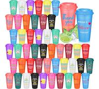 Skylety Employee Appreciation Coffee Cups 16 oz Reusable Appreciation Tumblers Plastic Coffee Mugs with Lids Thank You Teacher Gifts Bulk for Coworker Staff Team Volunteer Graduation(48 Pack)