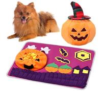 Skylety Halloween Snuffle Mat for Dogs Pumpkin Squeaky Plush Dog Toys Witch Bat Feeding Mat Hide Seek for Small to Large Dogs Interactive Puzzle Toys