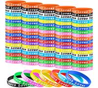 Skylety Jesus Loves You Silicone Bracelets Colorful Rubber Wristbands Jesus Loves You Wristbands Christian Rubber Bracelets for Kids Novelty End of The Year Party Favors, Silicone Rubber, silicone
