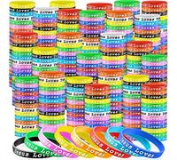 Skylety Jesus Loves You Silicone Wristbands Christmas Rubber Wristbands Colorful Jesus Loves You Wristbands Christian Rubber Wristbands for Kids Novelty Party Favors(120 Pieces)