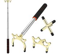 Skylety Pool Cue Snooker Pool Bridge Stick Pool Table Accessories Retractable Billiards Cue Stick Bridge with 3 Pieces Removable Brass Bridge Head, Billiards Pool Cue Accessory for Pool Table (Gold)