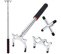 Skylety Retractable Billiards Cue Stick Bridge with 3 Pieces Removable Brass Bridge Head, Billiards Pool Cue Accessory for Pool Table (Silver)