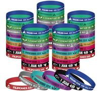 Skylety Spanish Bible Verse Motivational Rubber Wristbands Silicone Bracelets Inspirational Bible Verse Rubber Bracelets Christian Quote Wristbands Christian Gifts Women Men(120 Pcs,Classic)