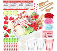 Skylety Strawberry Smoothie Stand Sensory Bin Fillers Strawberry Lemonade Spring Drink Role Play Easter Sensory Bin Items Fine Motor Counting Sorting for Spring Activity Party Favors