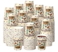 Skyley 100 Pcs 9.5oz Paper Cups Western Cowboy Cups Disposable Paper Tumbler Rodeo Glass Bulk Western Party Decorations for Birthday Party Baby Shower Farm Supplies