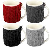 Skyley 4 Pcs Wool Coffee Mug Cozy, Assorted Colors, 18 x 9 cm/ 7.09 x 3.54 inches, Reusable, Foldable, Home, Casual, Multi-pack