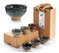 Skyley 6 Pieces Korean Soju Shot Glasses Sets Porcelain Cups Korean Ceramic Cups Tea Accessories Drinkware, Handcrafted Ceramic (Classic Style)