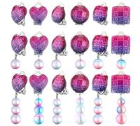 Skyley 9 Pairs Girls Clip on Earrings Pretend Princess Play Earrings Jewelry Set, alloy, crystal plastic, silicone, No Gemstone