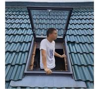 Skylight Roof Window 22x34in Double-Layer Tempered Glass Flush Mount Attic & Basement Safety Skylight Ideal for Conservatories & Natural Light Enhancement