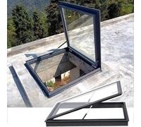Skylight Roof Window - 25.6"x19.7" Tempered Glass Access Hatch Flush Mount Attic Venting Door for Sun Room & Garage Secure Basement Light Well Cover