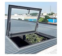 Skylight Roof Window， Aluminium Alloy Frame + Double Glass Lighting Well Window, 80° Opening Sloped Flat Roof Skylight Cover for Attic/Sun Room(130x80cm)