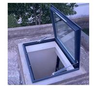 Skylight Roof Window - Clear Glass Attic Hatch Lid, Manual Venting for Sloped/Flat Roofs, Aluminium Lighting Window for Shed/Basement, 58 (90x130cm)