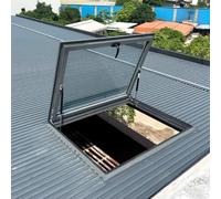 Skylight Roof Window,Manual Ventilation Basement Lighting Door,Flush Mount Roof Access Hatch Security Door,Aluminum Glass Roof Hatch,for Sunroom(LxW 65x100cm/25.6x39.4in)