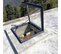 Skylight Roof Window, Tempered Glass Security Roof Hatch Cover, Hydraulic Support Rod, Roof Safety Door with Switch Type Handle, for Home Warehouses Hotels(80 * 80cm/31.5 * 31.5in)
