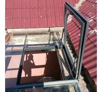 Skylight Roof WindowManual Venting Egress for Flat & Sloped Roofs Attics & Sunrooms Aluminum & Tempered Glass Silent 98x118cm (38.6x46.5in)