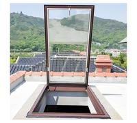 Skylight Windows for House Roof Basement L*W 60x65cm/24x26in Sloped Flat Clear Roof Lighting Well Window for Sunrooms, Attics, Durable Aluminum Alloy Manual Venting Egress Rainproof, Brown
