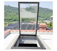 Skylight Windows for House Roof Basement L*W 90x100cm/35x39in Sloped Flat Clear Roof Lighting Well Window for Sunrooms, Attics, Durable Aluminum Alloy Manual Venting Egress Rainproof, Gray