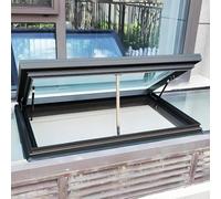 Skylight Windows for House Roof - Custom 19.7-47.2in Roof Skylight Cover, Gas Strut Lift, Remote Control & Rain Sensor, Tempered Glass Roof Hatch for Sunroom(Black,39.4x27.6in)