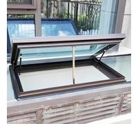Skylight Windows for House Roof - Custom 19.7-47.2in Roof Skylight Cover, Gas Strut Lift, Remote Control & Rain Sensor, Tempered Glass Roof Hatch for Sunroom(Brown,33.5x21.7in)