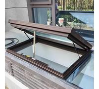 Skylight Windows for House Roof - Customizable Roof Skylight, Gas Strut Lift, Electric Open, Remote+Rain Sensor, Tempered Double-Glazed Glass(Brown,35.4x27.6in)