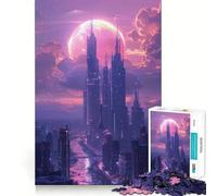 Skyline City Vaporwave for Adults 1000 Piece Puzzle Mind Exercise Toy Gentle Leisure Design Assembly Seasonal Gift 50x75cm