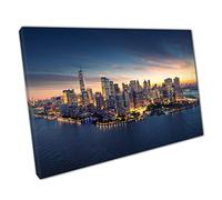 Skyline Cityscape Manhattan New York City Panorama Under An Early Morning Sunrise Wall Art Print On Canvas Picture For Home Office Decor 61x41cm (24x16In)