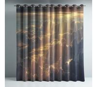 Skyline Cloud Sunlight Room Darkening Blackout Curtains Black Yellow Decor for Bedroom Living Room with Grommet Window Drapes 2 Panel Set, Triple Weave & Privacy Protection, W 90" x L 90"
