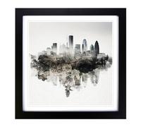 Skyline Double Exposure No.1 Framed Print | 18x18 Inch Black Framed Wall Art | Ready to Hang | Modern Cityscape Picture | Living Room Bedroom Lounge Office