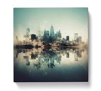 Skyline Double Exposure No.2 Canvas Print for Living Room Bedroom Home Office Décor, Wall Art Picture Ready to Hang, 20x20 Inch (50x50 cm)