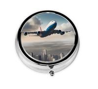 Skyline Flight Cruise Cute Pill Organizer - AM PM Pill Box, Small & Large Travel Pill Case, Unique Custom Design, Iron Plating, Perfect for Purse and On-The-Go